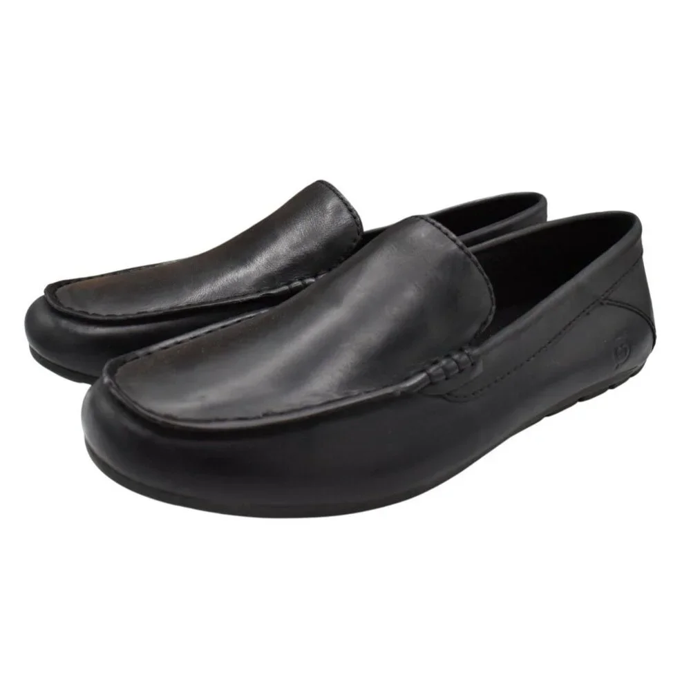 Born Mens‎ Size 9.5 Liam Black Full Grain Leather Slip On Driver Loafers Shoes